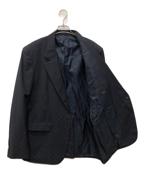 GUCCI（グッチ）GUCCI (グッチ) GGウール シングルブレスト ジャケット ネイビー サイズ:54の古着・服飾アイテム