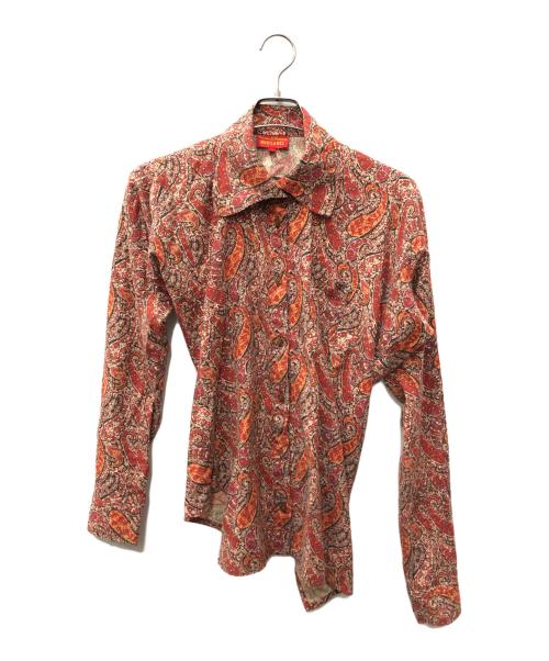 Vivienne Westwood RED LABEL（ヴィヴィアンウエストウッドレッドレーベル）Vivienne Westwood RED LABEL (ヴィヴィアンウエストウッドレッドレーベル) ペイズリー柄アシンメトリーシャツ レッド サイズ:SIZE 2の古着・服飾アイテム