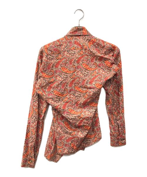 Vivienne Westwood RED LABEL（ヴィヴィアンウエストウッドレッドレーベル）Vivienne Westwood RED LABEL (ヴィヴィアンウエストウッドレッドレーベル) ペイズリー柄アシンメトリーシャツ レッド サイズ:SIZE 2の古着・服飾アイテム