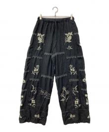 TODAYFUL（トゥデイフル）の古着「Embroidery Patchwork Trouser」｜ブラック