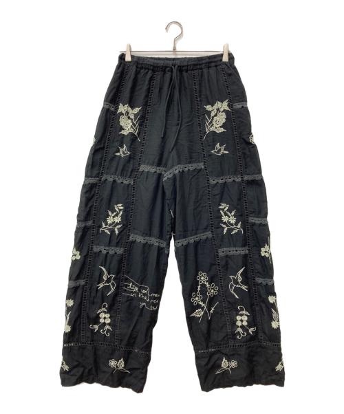 TODAYFUL（トゥデイフル）TODAYFUL (トゥデイフル) Embroidery Patchwork Trouser ブラック サイズ:38の古着・服飾アイテム