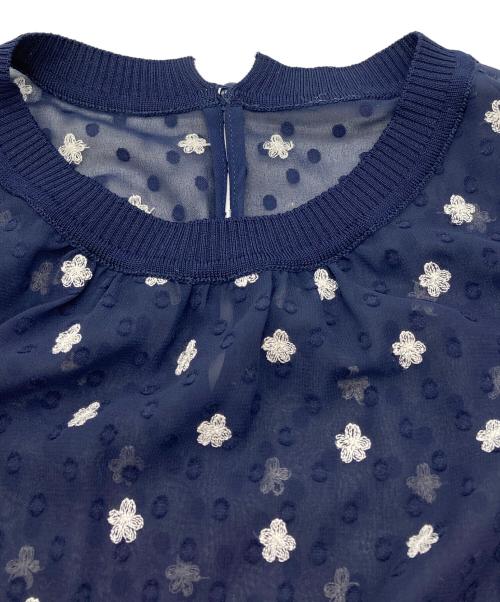 ANAYI（アナイ）ANAYI (アナイ) フラワー刺繍ドットフレア ワンピース ネイビー サイズ:38の古着・服飾アイテム