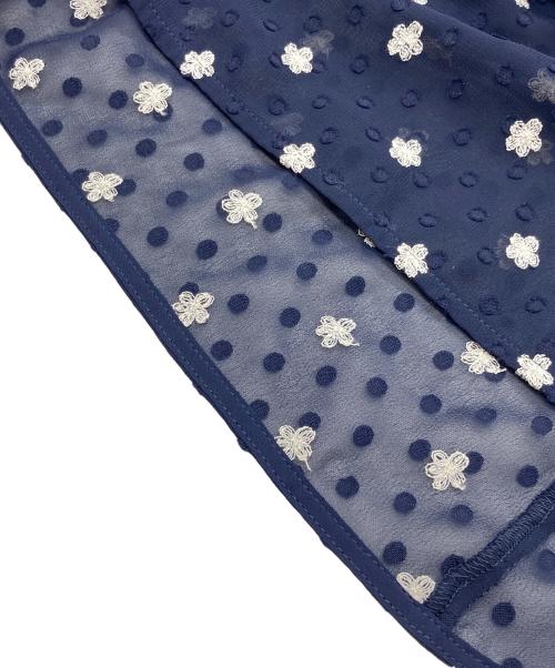 ANAYI（アナイ）ANAYI (アナイ) フラワー刺繍ドットフレア ワンピース ネイビー サイズ:38の古着・服飾アイテム