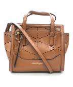 Salvatore Ferragamoサルヴァトーレ フェラガモ）の古着「AMY カットワーク2WAYバッグ」｜ブラウン