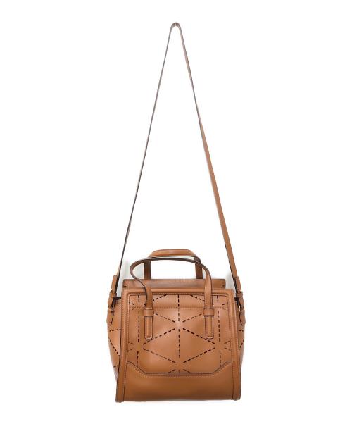 Salvatore Ferragamo（サルヴァトーレ フェラガモ）Salvatore Ferragamo (サルヴァトーレ フェラガモ) AMY カットワーク2WAYバッグ ブラウンの古着・服飾アイテム