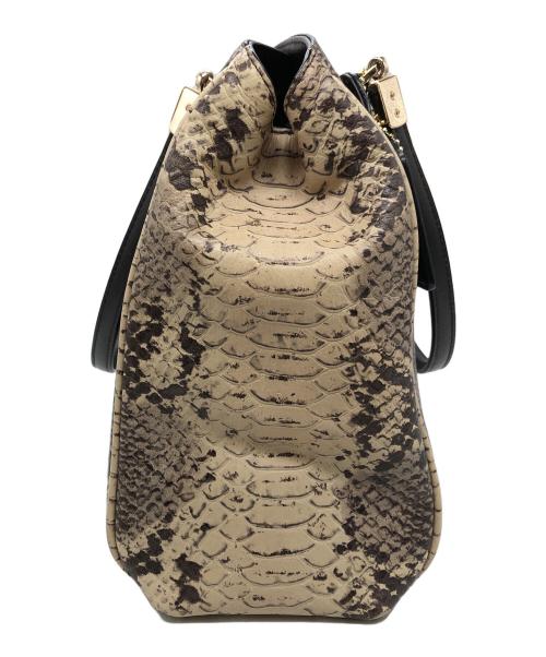 COACH（コーチ）COACH (コーチ) ミネッタパイソン型押し2WAYバッグ ベージュの古着・服飾アイテム