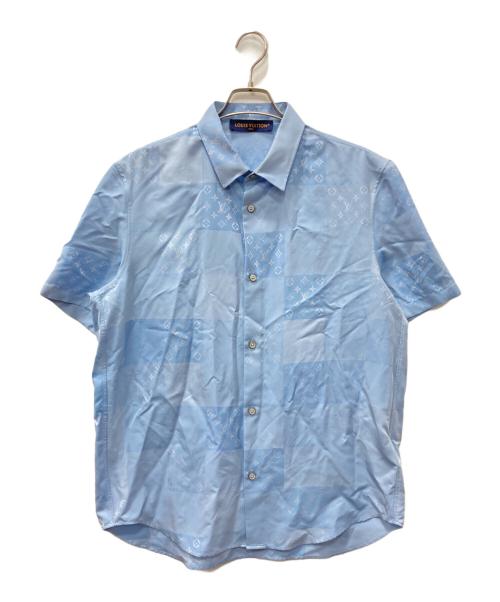 LOUIS VUITTON（ルイ ヴィトン）LOUIS VUITTON (ルイ ヴィトン) パッチワーク ジャカード ショートスリーブシャツ ブルー サイズ:Lの古着・服飾アイテム