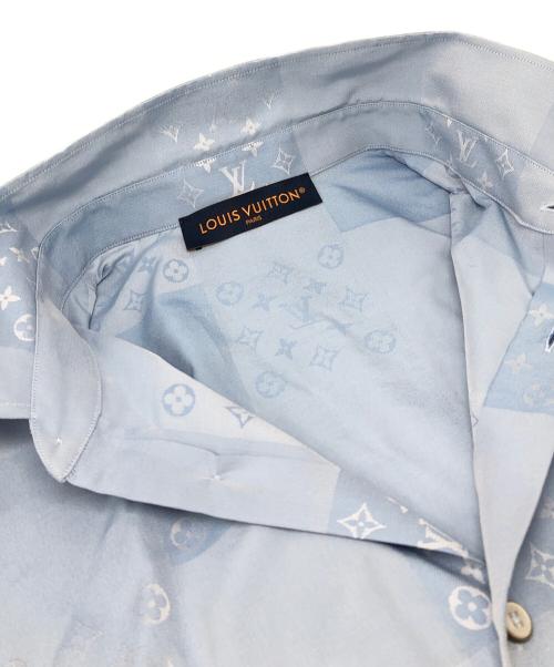 LOUIS VUITTON（ルイ ヴィトン）LOUIS VUITTON (ルイ ヴィトン) パッチワーク ジャカード ショートスリーブシャツ ブルー サイズ:Lの古着・服飾アイテム