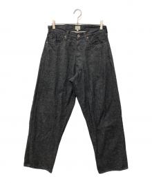 gold（ゴールド）の古着「RECYCLED WASTE SUVIN COTTON YARN 11.5oz. DENIM 5POCKET WIDE PANTS WW II MODEL」｜ブラック