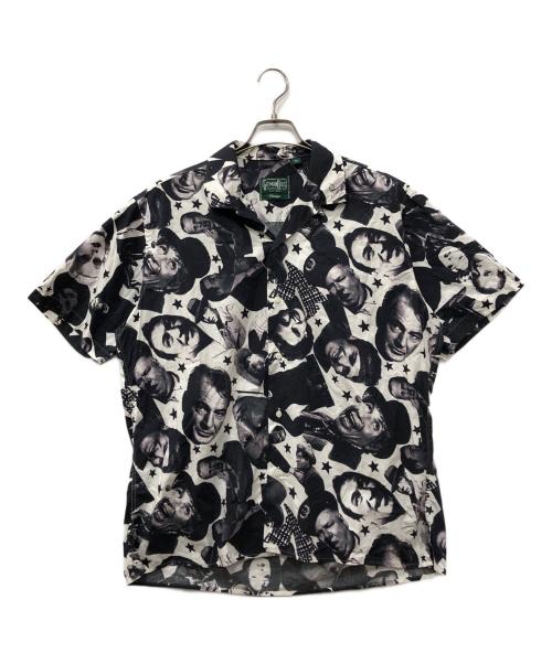GITMAN BROS（ギットマンブラザーズ）GITMAN BROS (ギットマンブラザーズ) Hollywood Stars Print Camp Shirt ホワイト×ブラック サイズ:Lの古着・服飾アイテム