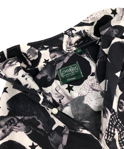 GITMAN BROS（ギットマンブラザーズ）GITMAN BROS (ギットマンブラザーズ) Hollywood Stars Print Camp Shirt ホワイト×ブラック サイズ:Lの古着・服飾アイテム