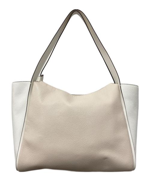 Kate Spade（ケイトスペード）Kate Spade (ケイトスペード) ノット カラーブロック ラージ ジップ トート ベージュ×ホワイトの古着・服飾アイテム