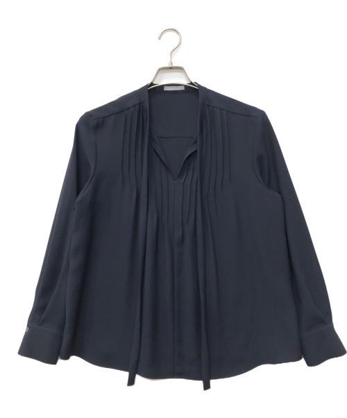 theory luxe（セオリーリュクス）theory luxe (セオリーリュクス) ピンタックボウタイブラウス ネイビー サイズ:SIZE 40の古着・服飾アイテム
