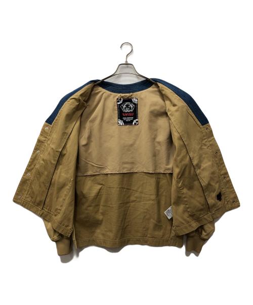 EVISU（エヴィス）EVISU (エヴィス) エンブロイダリー デニム切替ノーカラージャケット ベージュ サイズ:XXLの古着・服飾アイテム