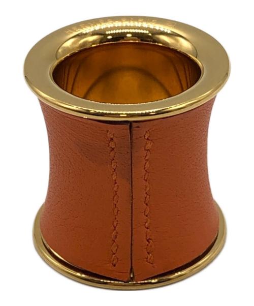HERMES（エルメス）HERMES (エルメス) レザー巻きスカーフリング オレンジ×ゴールド サイズ:下記参照の古着・服飾アイテム