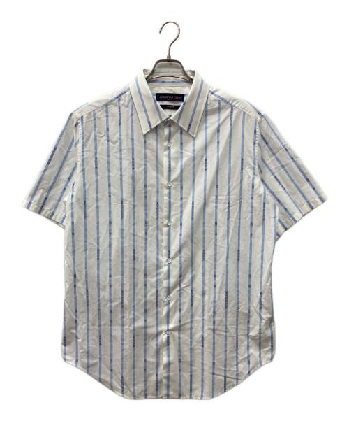 LOUIS VUITTON（ルイ ヴィトン）LOUIS VUITTON (ルイ ヴィトン) LV LOVERS ストライプ半袖シャツ ホワイト×ブルー サイズ:42の古着・服飾アイテム