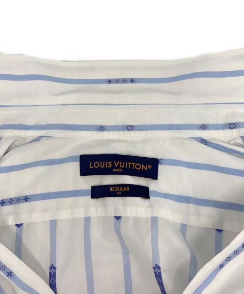 LOUIS VUITTON（ルイ ヴィトン）LOUIS VUITTON (ルイ ヴィトン) LV LOVERS ストライプ半袖シャツ ホワイト×ブルー サイズ:42の古着・服飾アイテム
