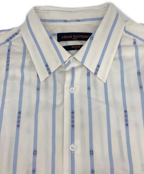 LOUIS VUITTON（ルイ ヴィトン）LOUIS VUITTON (ルイ ヴィトン) LV LOVERS ストライプ半袖シャツ ホワイト×ブルー サイズ:42の古着・服飾アイテム