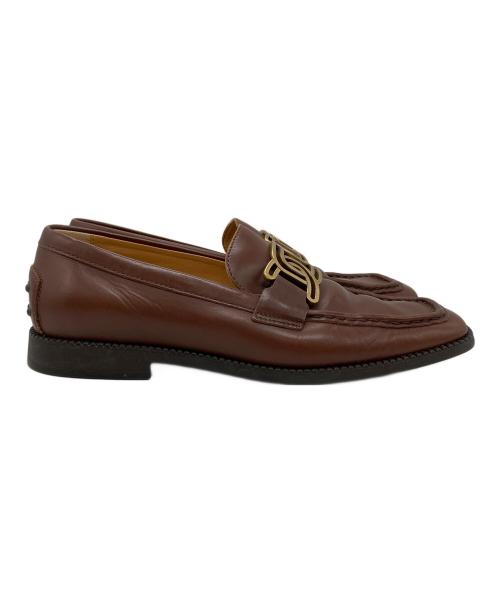 TOD'S（トッズ）TOD'S (トッズ) ケイト チェーンスクエアトゥローファー ブラウン サイズ:37の古着・服飾アイテム