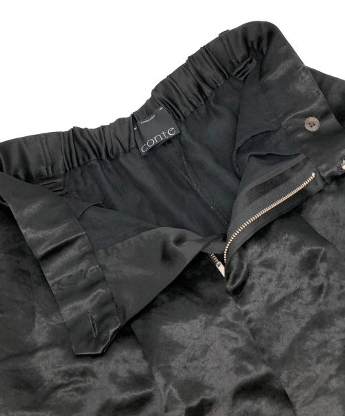 Conte（コンテ）Conte (コンテ) アセテートサテン2タックワイドスラックス ブラック サイズ:36の古着・服飾アイテム