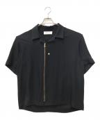 CULLNIクルニ）の古着「Zip Front Open Collar Shirt」｜ブラック