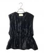 ne quittez pasヌキテパ）の古着「Crushed Velvet Pearl Beads Vest」｜ブラック