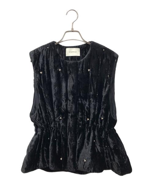 ne quittez pas（ヌキテパ）ne quittez pas (ヌキテパ) Crushed Velvet Pearl Beads Vest ブラック サイズ:FREEの古着・服飾アイテム