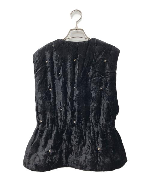 ne quittez pas（ヌキテパ）ne quittez pas (ヌキテパ) Crushed Velvet Pearl Beads Vest ブラック サイズ:FREEの古着・服飾アイテム