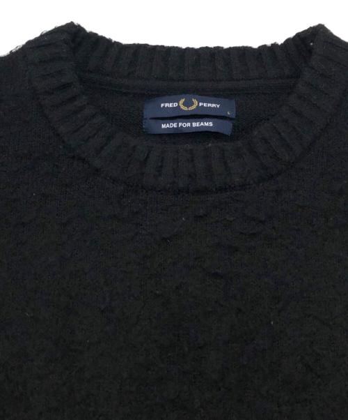 FRED PERRY（フレッドペリー）FRED PERRY (フレッドペリー) BEAMS (ビームス) 別注フラッフィクルーネックセーター ブラック サイズ:SIZE Lの古着・服飾アイテム