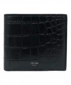 CELINEセリーヌ）の古着「バイフォールドウォレット / クロコダイル型押しカーフスキン」｜ブラック