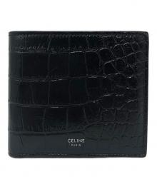 CELINE（セリーヌ）の古着「バイフォールドウォレット / クロコダイル型押しカーフスキン」｜ブラック
