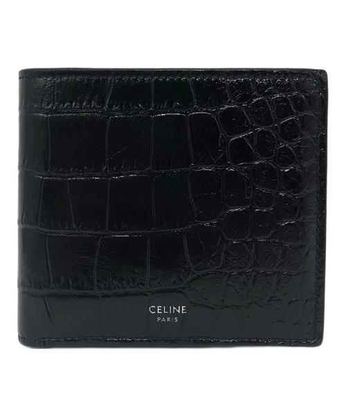 CELINE（セリーヌ）CELINE (セリーヌ) バイフォールドウォレット / クロコダイル型押しカーフスキン ブラックの古着・服飾アイテム