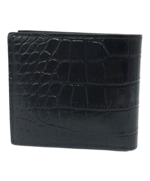 CELINE（セリーヌ）CELINE (セリーヌ) バイフォールドウォレット / クロコダイル型押しカーフスキン ブラックの古着・服飾アイテム