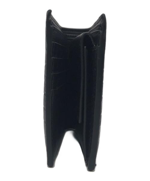 CELINE（セリーヌ）CELINE (セリーヌ) バイフォールドウォレット / クロコダイル型押しカーフスキン ブラックの古着・服飾アイテム