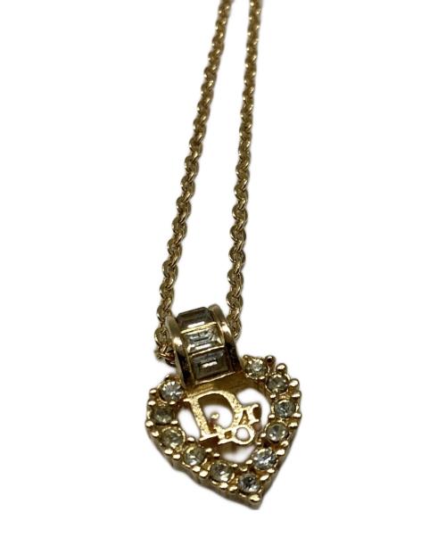 Christian Dior（クリスチャン ディオール）Christian Dior (クリスチャン ディオール) ハート ストーン ネックレス ゴールドの古着・服飾アイテム