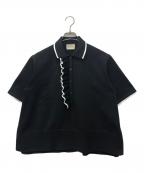 UNITED ARROWS TOKYOユナイテッドアローズトウキョウ）の古着「ミニマルフリルニットポロシャツ」｜ブラック