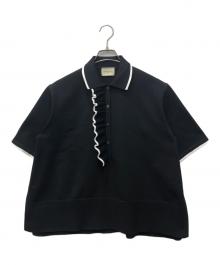 UNITED ARROWS TOKYO（ユナイテッドアローズトウキョウ）の古着「ミニマルフリルニットポロシャツ」｜ブラック