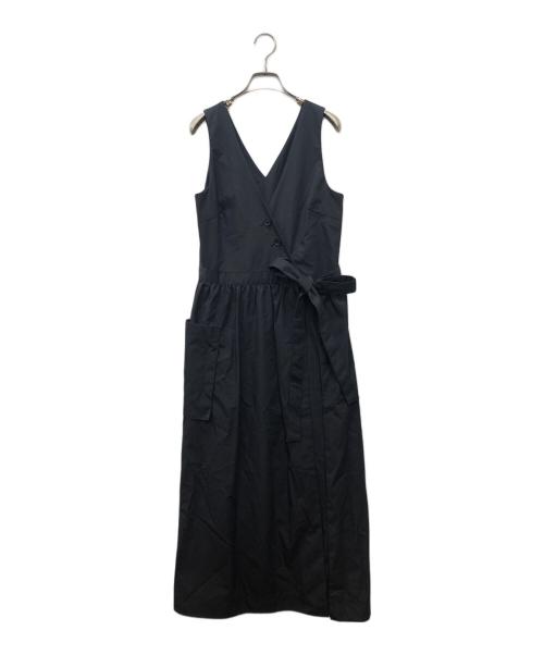 CABAN（キャバン）CABAN (キャバン) コットンウェザークロス カシュクールワンピース ブラック サイズ:Sの古着・服飾アイテム