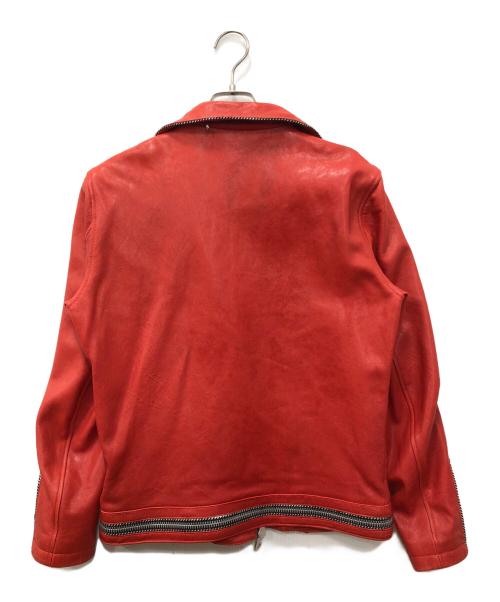 NO ID.（ノーアイディー）NO ID. (ノーアイディー) ダブルライダースレザージャケット レッド サイズ:SIZE 3の古着・服飾アイテム