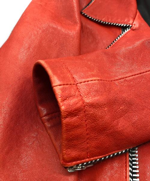 NO ID.（ノーアイディー）NO ID. (ノーアイディー) ダブルライダースレザージャケット レッド サイズ:SIZE 3の古着・服飾アイテム
