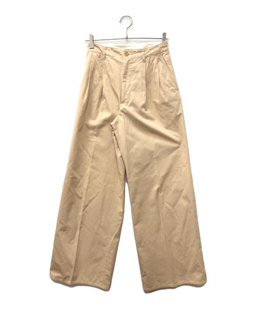 AURALEE（オーラリー）AURALEE (オーラリー) WASHED FINX LIGHT CHINO TUCK WIDE PANTS ベージュ サイズ:SIZE 0の古着・服飾アイテム