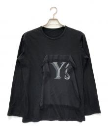 Y's（ワイズ）の古着「コットン ロゴ クルーネック カットソー」｜ブラック