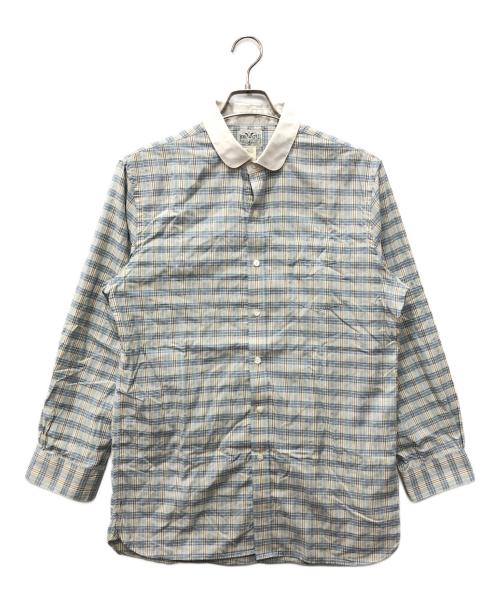 RRL（ダブルアールエル）RRL (ダブルアールエル) ラウンドカラーチェックシャツ ブルー サイズ:SIZE 16の古着・服飾アイテム