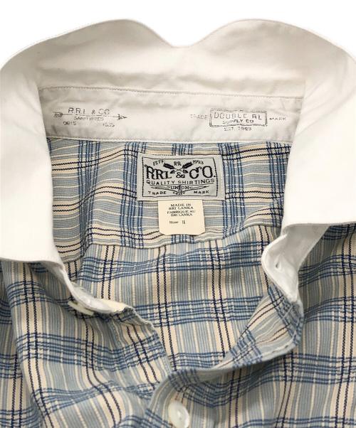 RRL（ダブルアールエル）RRL (ダブルアールエル) ラウンドカラーチェックシャツ ブルー サイズ:SIZE 16の古着・服飾アイテム
