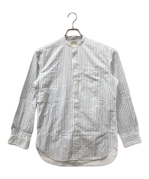 RRL（ダブルアールエル）RRL (ダブルアールエル) ストライプバンドカラーシャツ ホワイト×ブルー サイズ:SIZE 1の古着・服飾アイテム