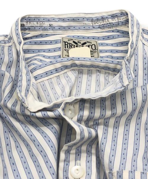 RRL（ダブルアールエル）RRL (ダブルアールエル) ストライプバンドカラーシャツ ホワイト×ブルー サイズ:SIZE 1の古着・服飾アイテム