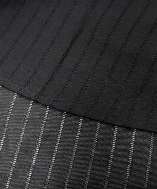 ATTACHMENT（アタッチメント）ATTACHMENT (アタッチメント) ストライプレノクロス オーバーサイズシャツ ブラック サイズ:SIZE 2の古着・服飾アイテム