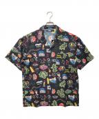 sy32 by sweet yearsエスワイサーティトゥバイスィートイヤーズ）の古着「グラフィックオープンカラーシャツ」｜ブラック×マルチカラー