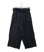 B Yohji Yamamotoビーヨウジヤマモト）の古着「ハイウエストワイドパンツ」｜ブラック