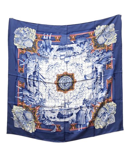 HERMES（エルメス）HERMES (エルメス) カレ90 シルクスカーフ AZVLEJOS ブルー サイズ:下記参照の古着・服飾アイテム